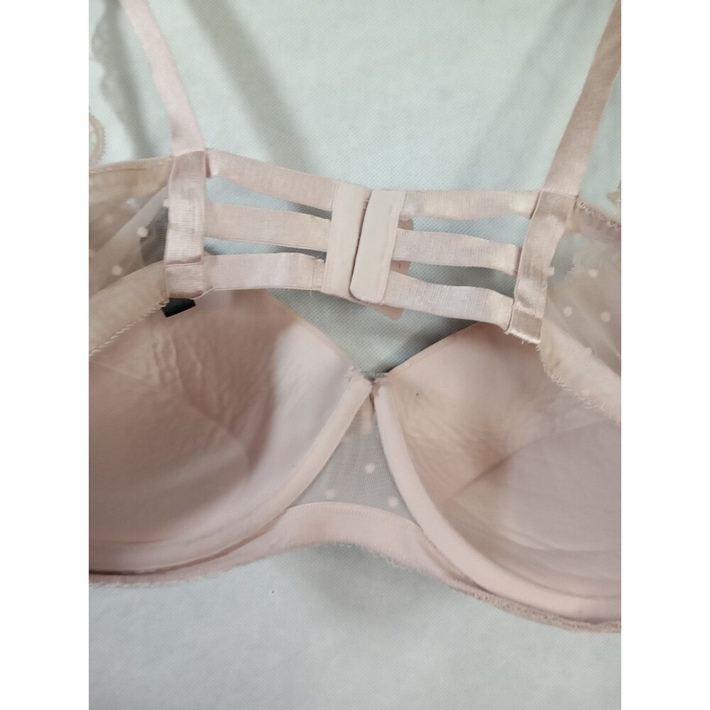 Smart And Sexy Pink Bra 38DD Lace Bow Floral - Picture 5 of 9